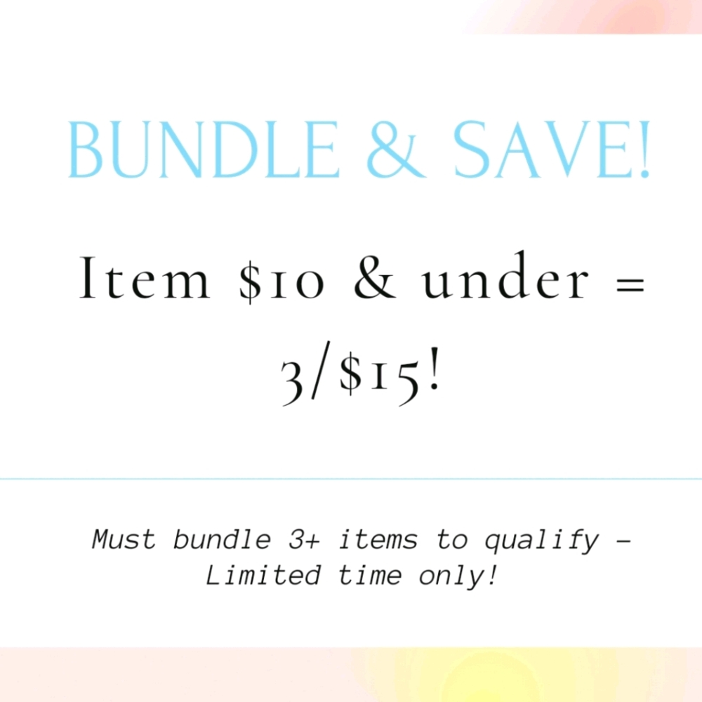SALE! 3/$15 for items $10 & under!